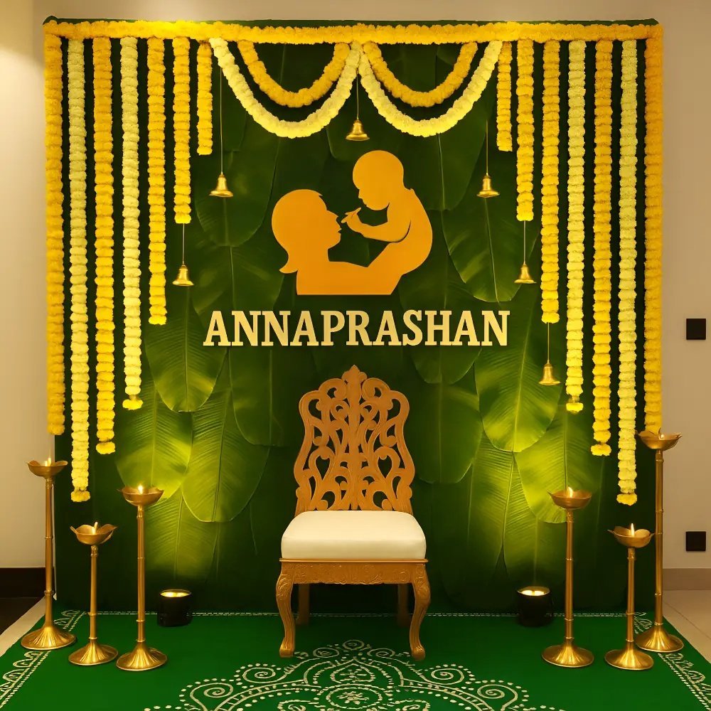 Banana Leaf Backdrop Annaprashan Decoration in Patna