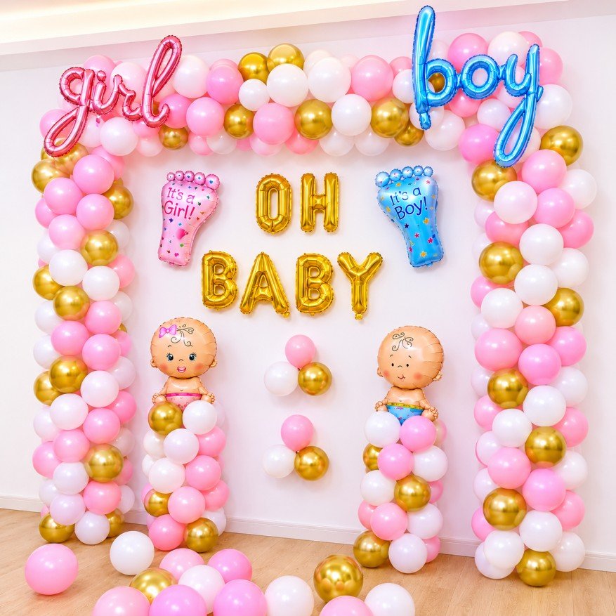 Pink and Gold Oh Baby Shower Backdrop in Patna