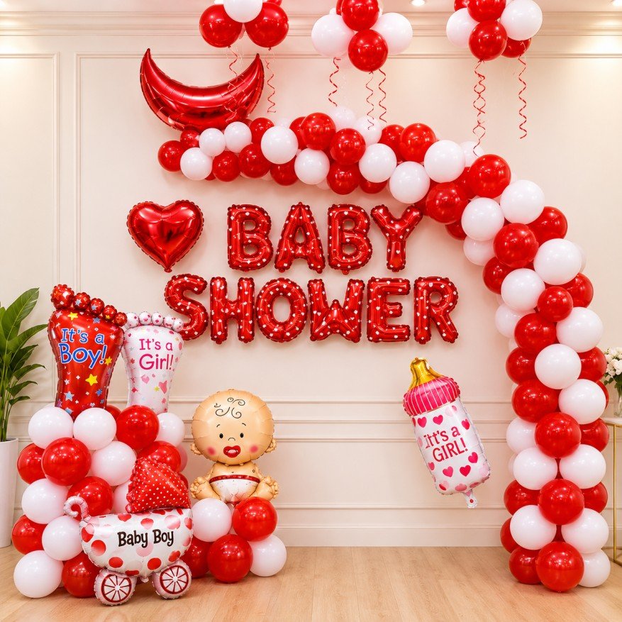 Red and White Baby Shower in Patna