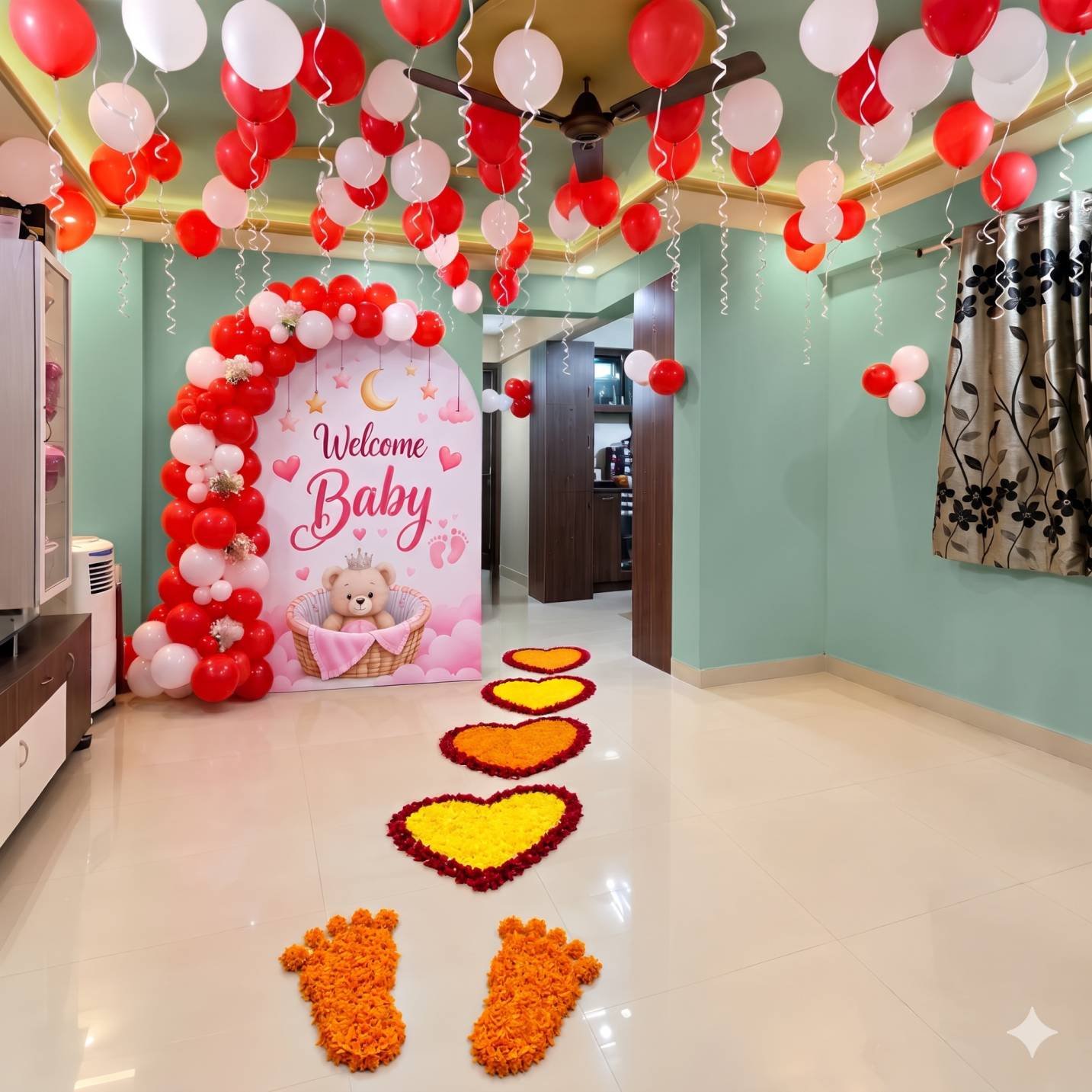 Red & White Welcome Baby Room Decoration Ideas