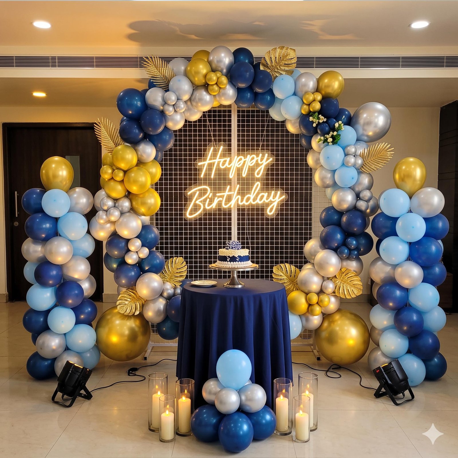 Royal Blue & Gold Round Ring Birthday Decoration in Patna